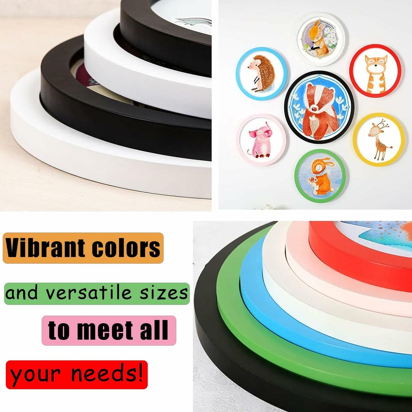 irbaniland Round Photo Frame White 6 Inch Wall Table Mount Elegant Wood