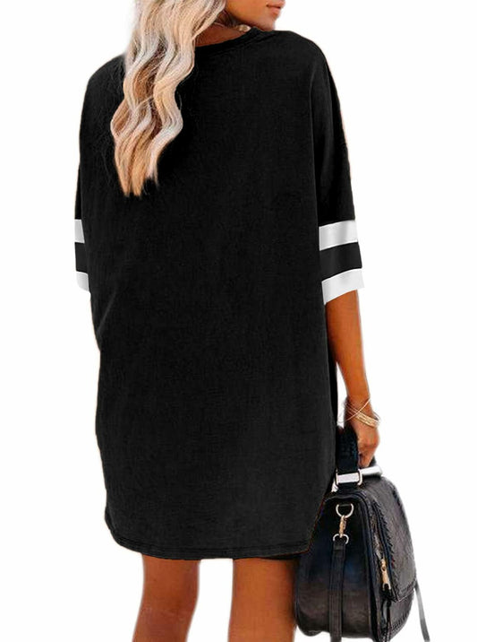 Remidoo Womens Oversized Baseball Tshirt Crewneck Black Size XXL
