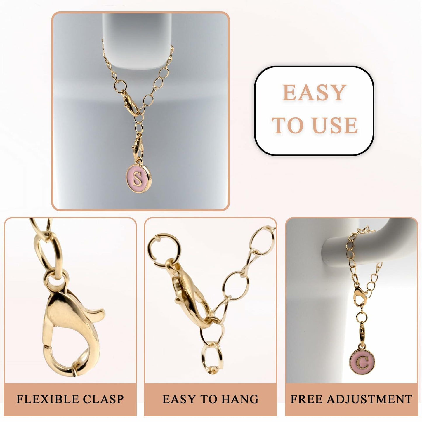 Stanley Cup Straw Covers 3-Pack with Personalized Initial Charms 30&40oz