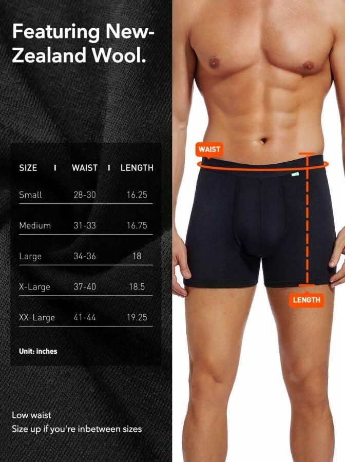 ZeaLogic Men’s Merino Wool Boxer Briefs Moisture Wicking Silver Gray