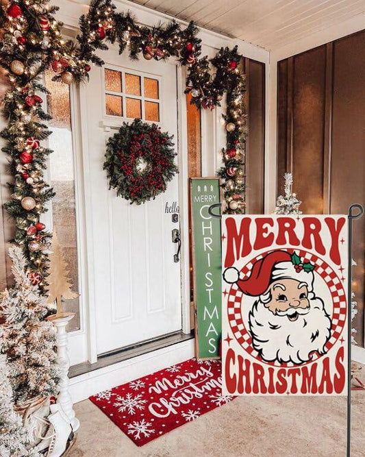 Fapulee Merry Christmas Garden Flag 12x18 Double Sided Santa Outdoor