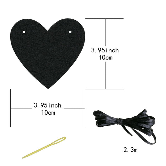 Guzon 4 Sets Black Heart Felt Banners Gothic Wedding Valentine Party Decor