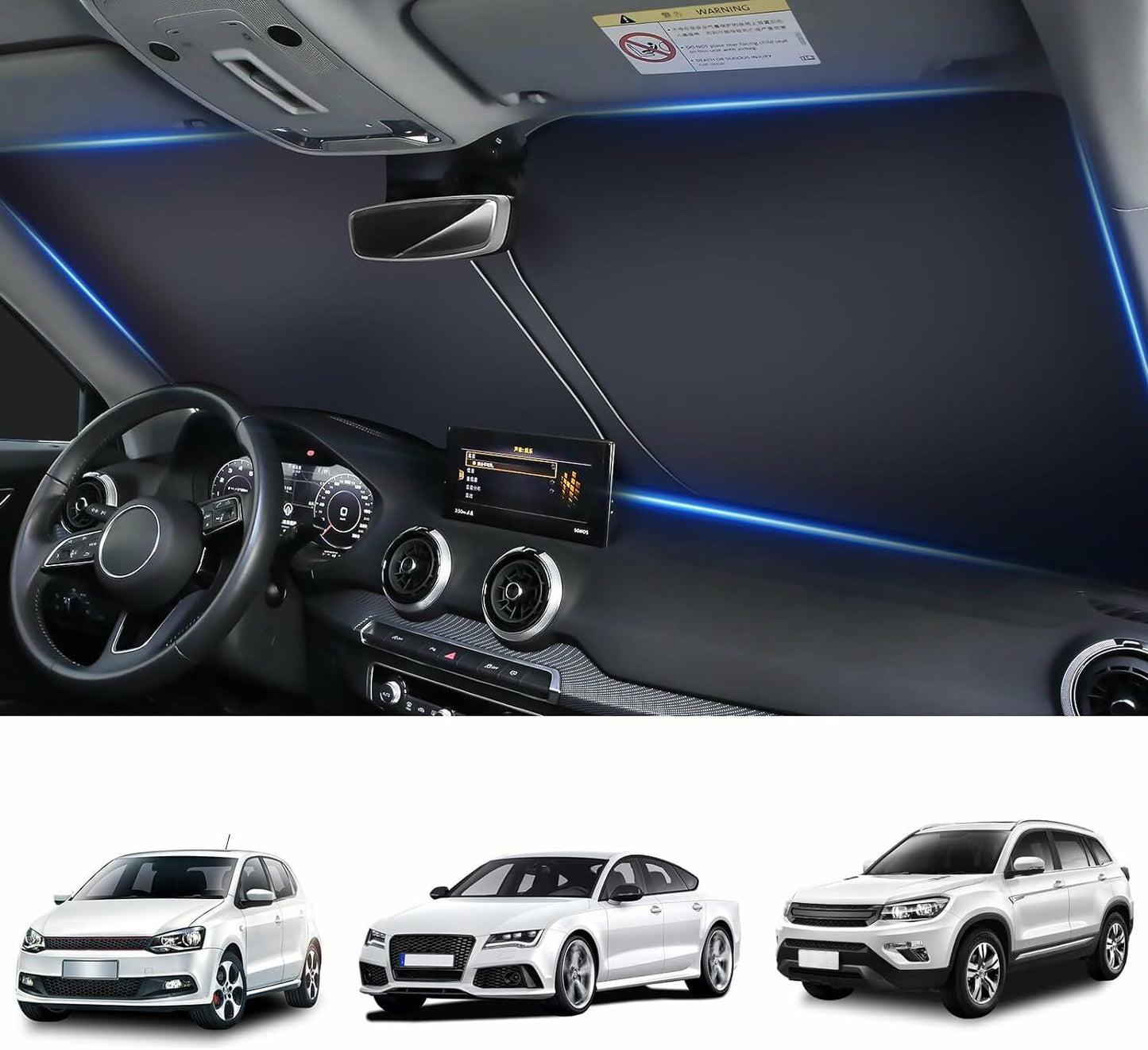 Windshield Sun Shade Front Car Sunshade Anti-Glare Visor Extender Titanium