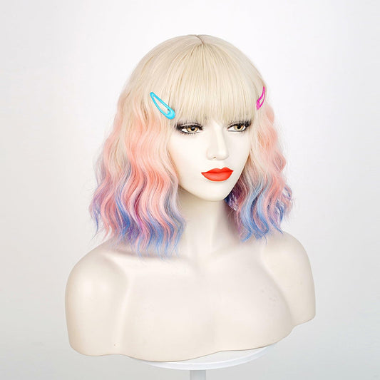 Wiggy Mermaid Black Bride Wig 17.7" Medium Long Straight Black with Bun