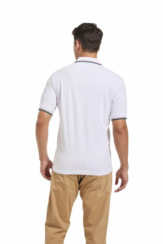 Derifelt Mens Moisture Wicking Polo Shirt White Striped Size XX-Large