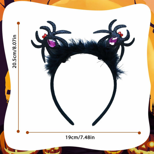 Qiexuxing Halloween Spider Headband 2-Pack Black Felt Fabric One Size