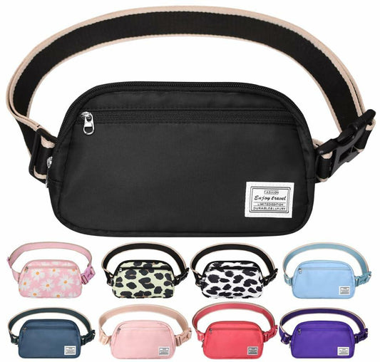 DMLuna Small Crossbody Bag Mini Waist Adjustable Strap Black Size 8.7in