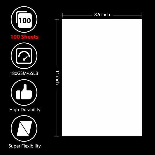 OcePor White Cardstock 8.5x11in 65lb 180gsm 100 Sheets White