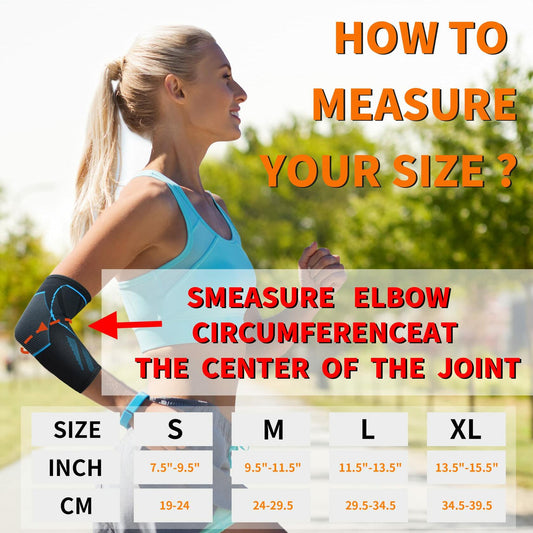 CYCLXY Tennis Elbow Compression Sleeves Arm Guards Black/Orange Size L