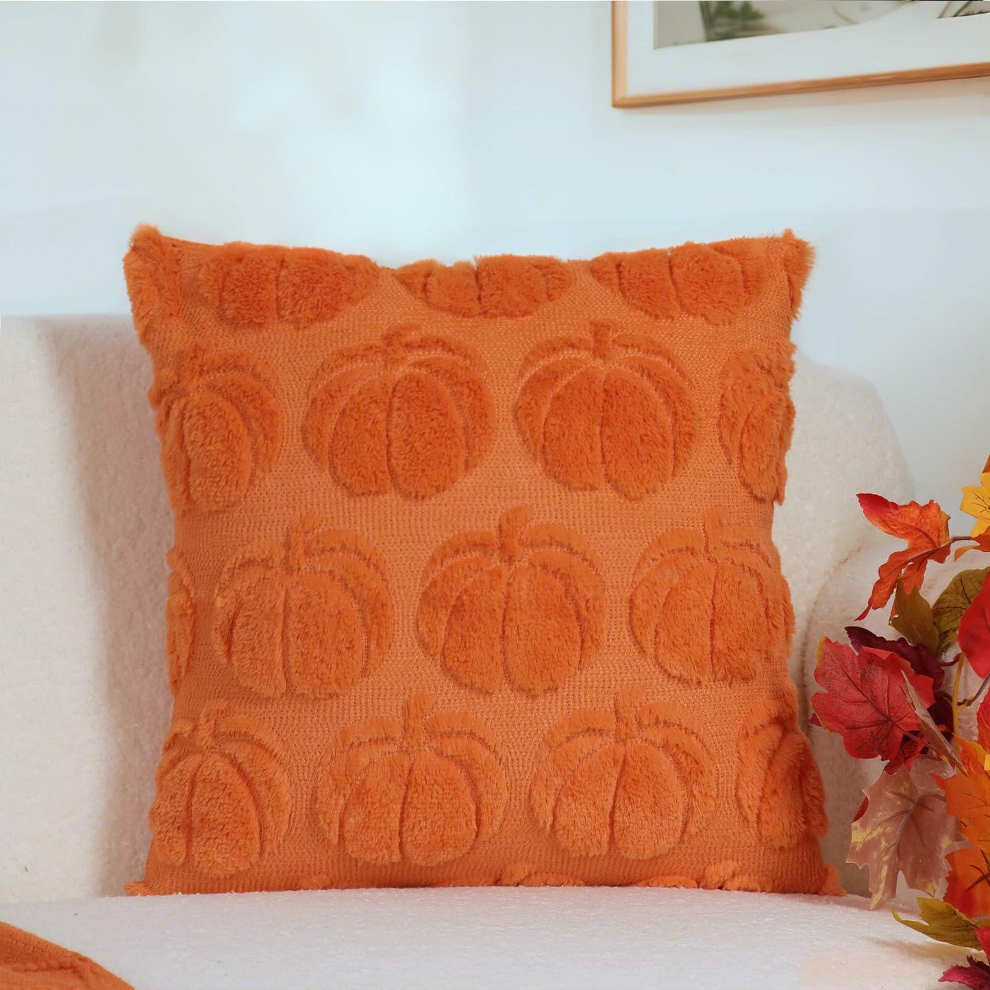 Hongsome Fall Pumpkin Decor Throw Pillow Covers 18x18in Set of 2 Orange