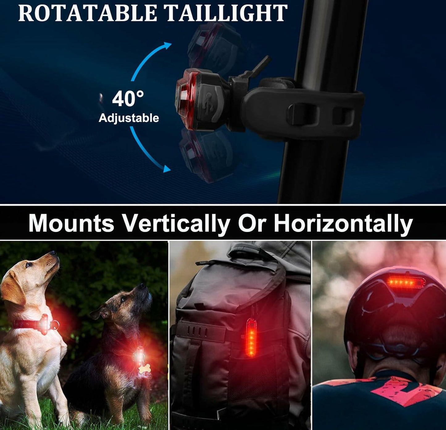 Funeedn Bike Light Set 5000LM – Front & Rear, USB, Waterproof, Black