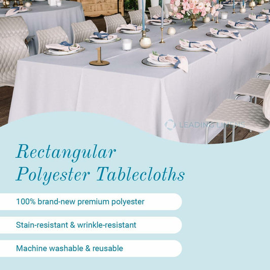 Leading Linens 2-Pack Black 60x126" Polyester Tablecloth – Washable & Durable