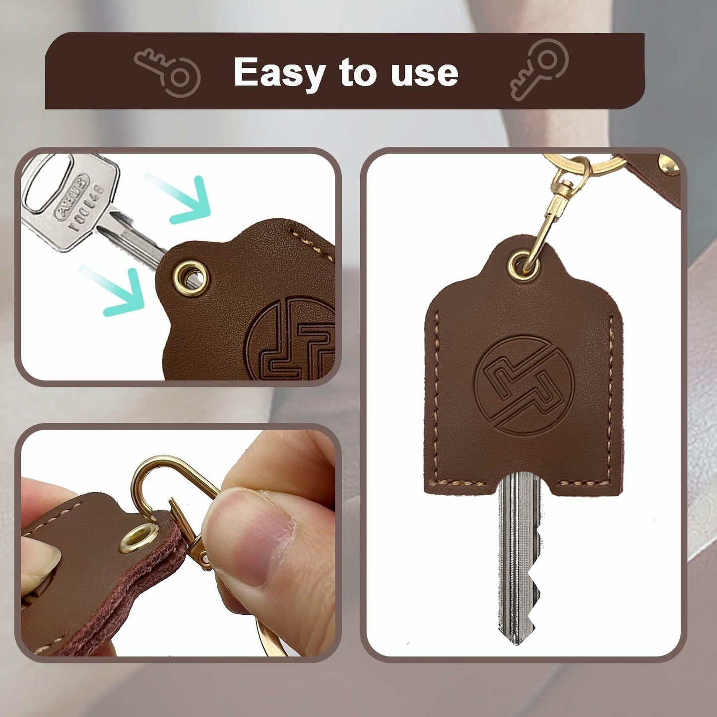 KARENSKEYS Handmade Leather Car Key Cover Sleeve with Keychain Loop