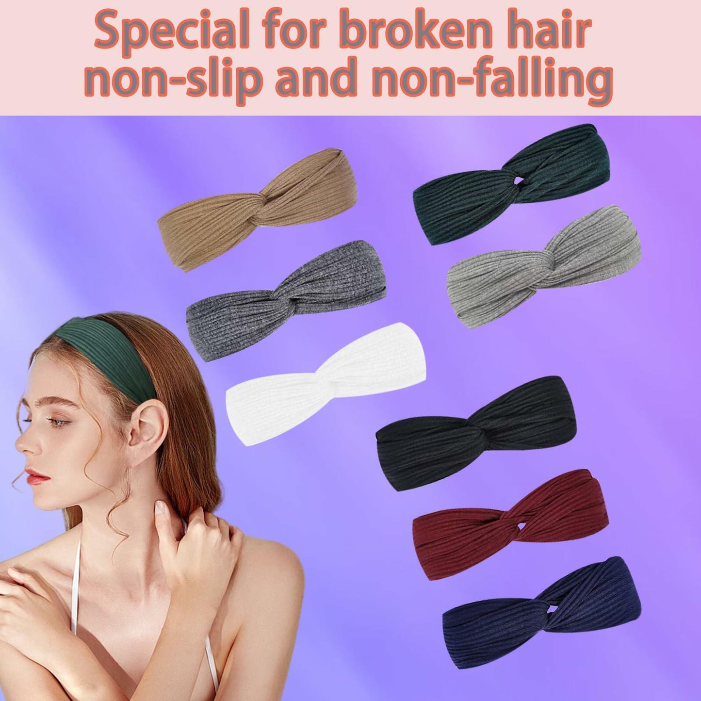 AUONLY 8 Pack Womens Elastic Headbands Criss Cross Turban Yoga Boho