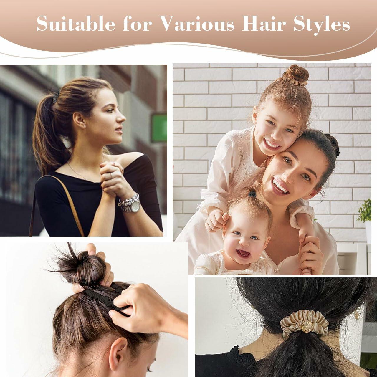 Generic Silk Hair Scrunchies for Women Black Elastic Satin Hair Ties