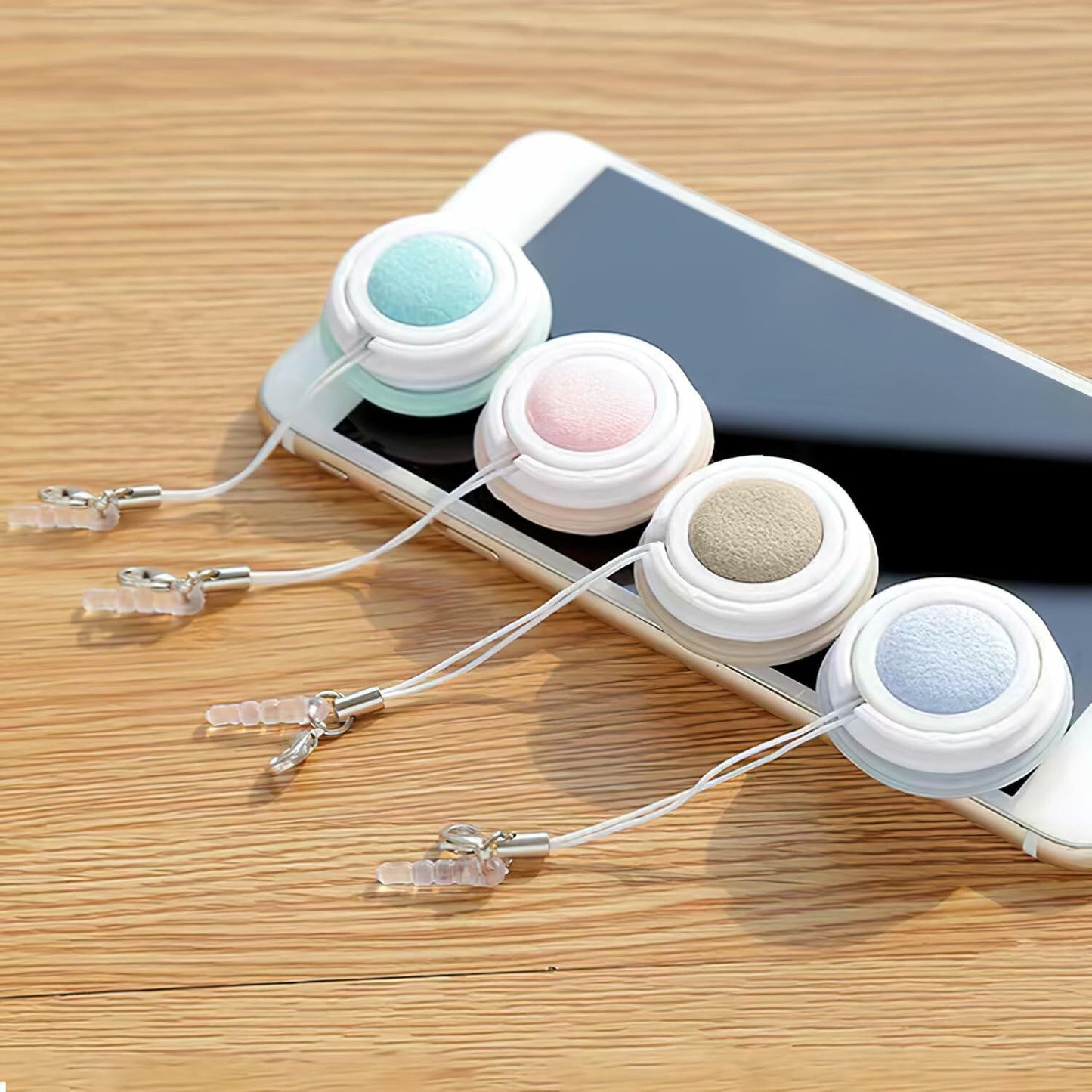 Macaron Phone Screen Cleaner 4PCS Mobile Screen Cleaning Ball Wipe Pendant