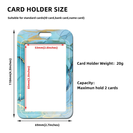 Retractable Badge Holder Carabiner ID Reel Keychain Gilt Marble Blue