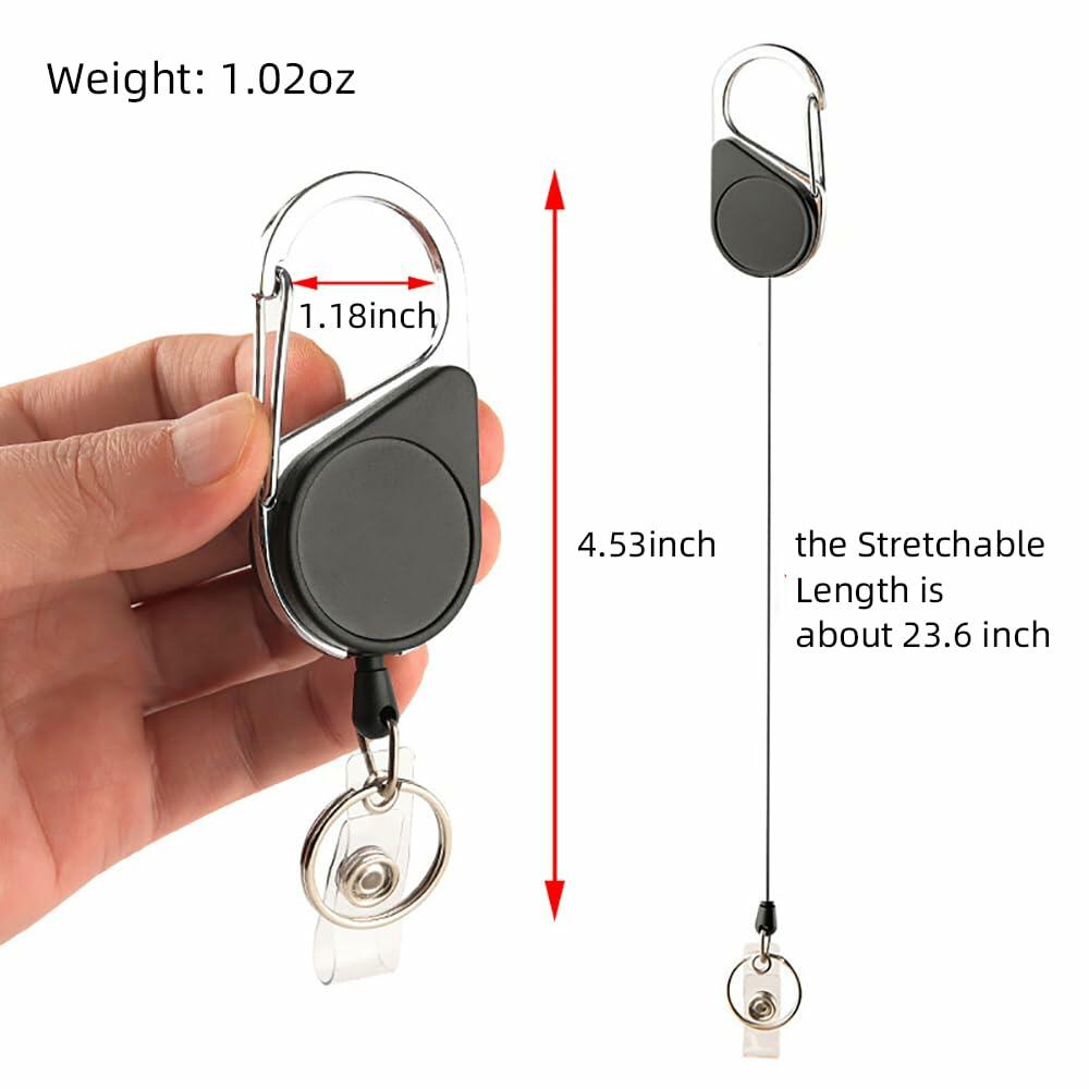 NBGDT 2PCS Retractable Key Ring Anti-Lost Keychain 23.6in Nylon Rope