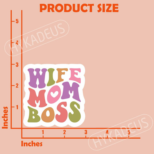 3Pcs Wife Mom Boss Stickers Funny Mom Life Waterproof Vinyl Decals