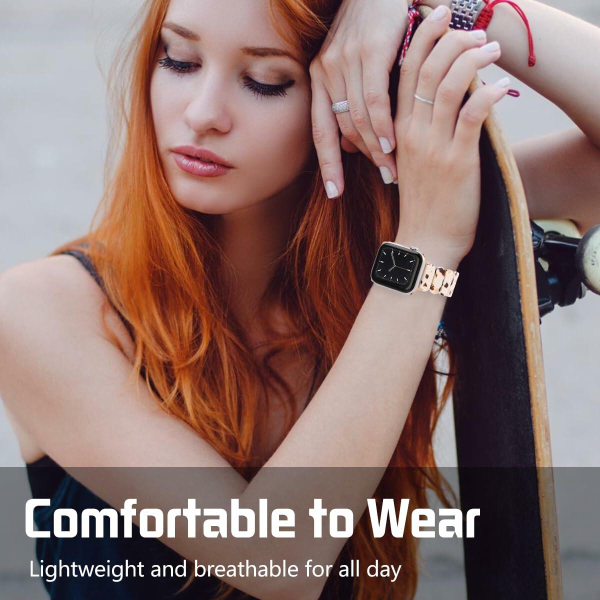 MAIRUI Resin Stretchy Watch Band for Apple Watch 41/40/38mm Slim Elastic Strap