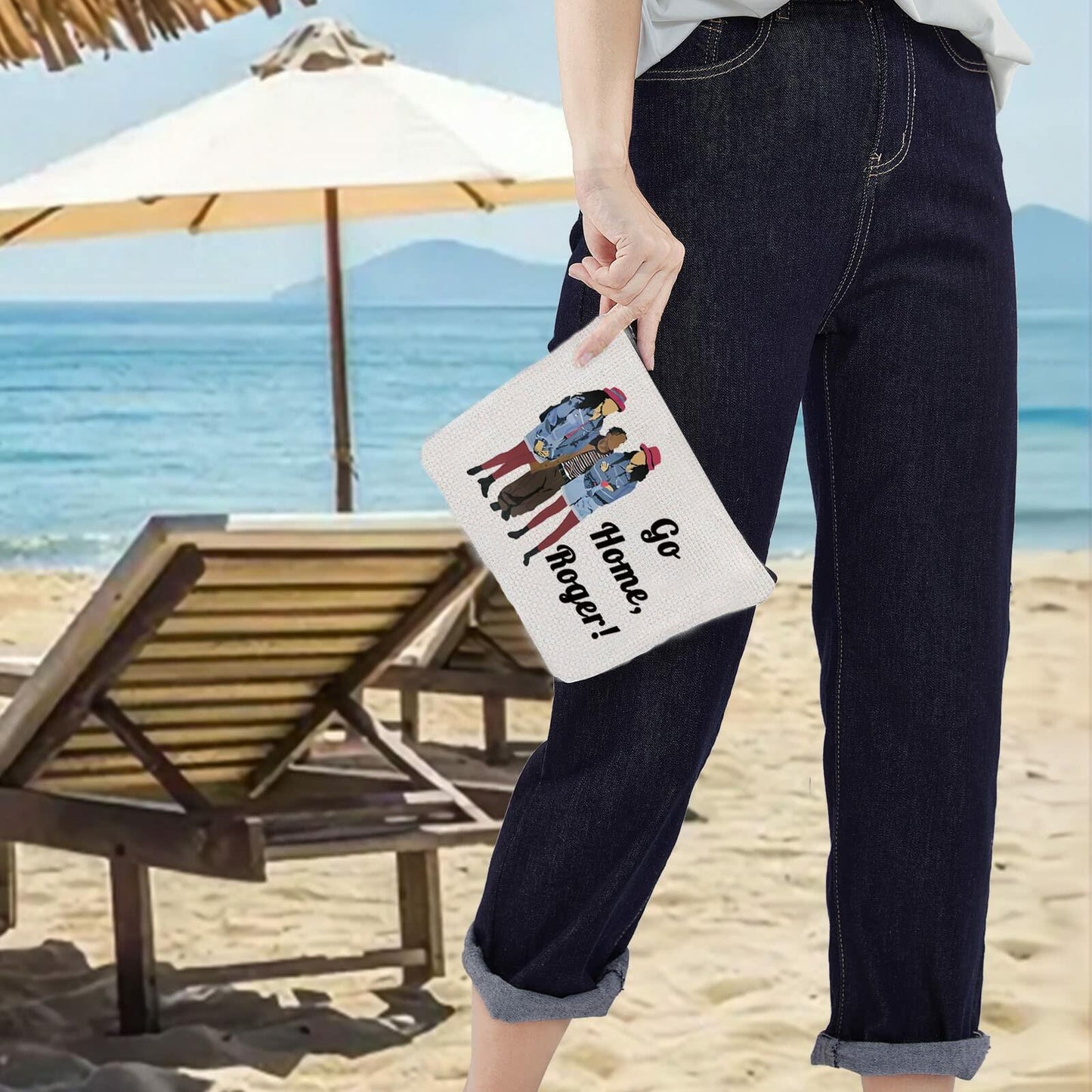 LEVLO Tia & Tamera Fans Makeup Bag Zipper Pouch Go Home Roger Gift