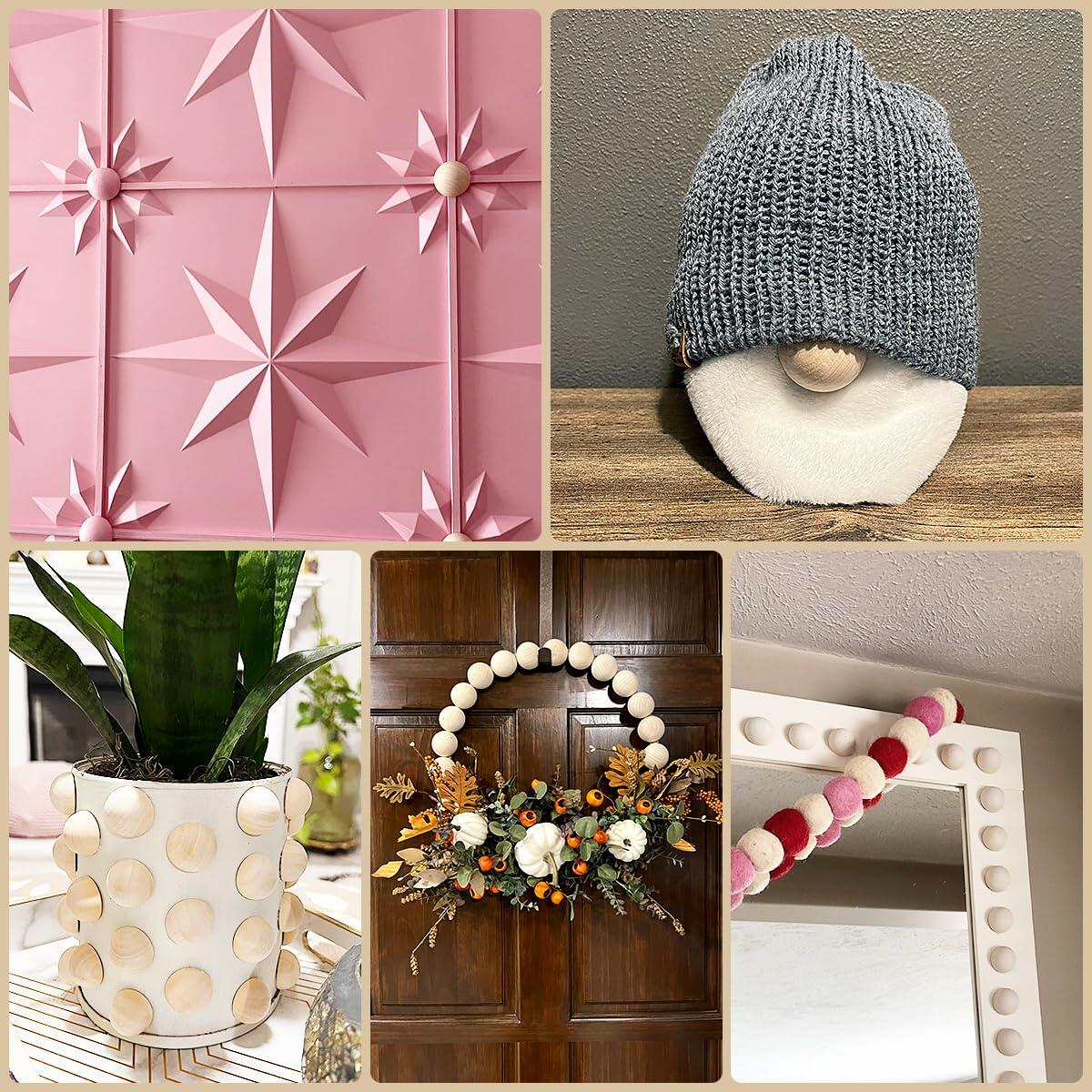 200PCS Half Round Wood Balls 20mm Unfinished DIY Craft Paint Art Toy Decor