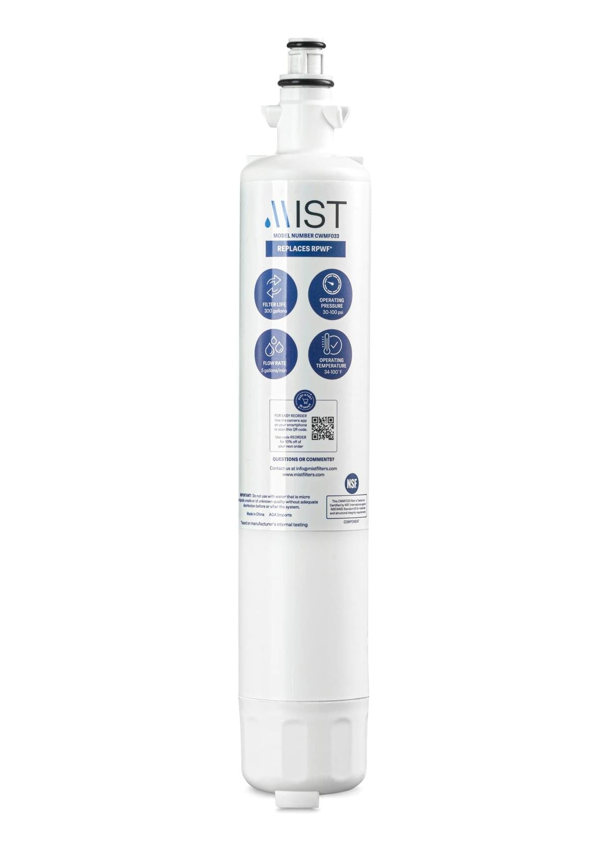 Mist RPWF 2-Pack Refrigerator Water Filter Compatible with GE RPWF RWF1063