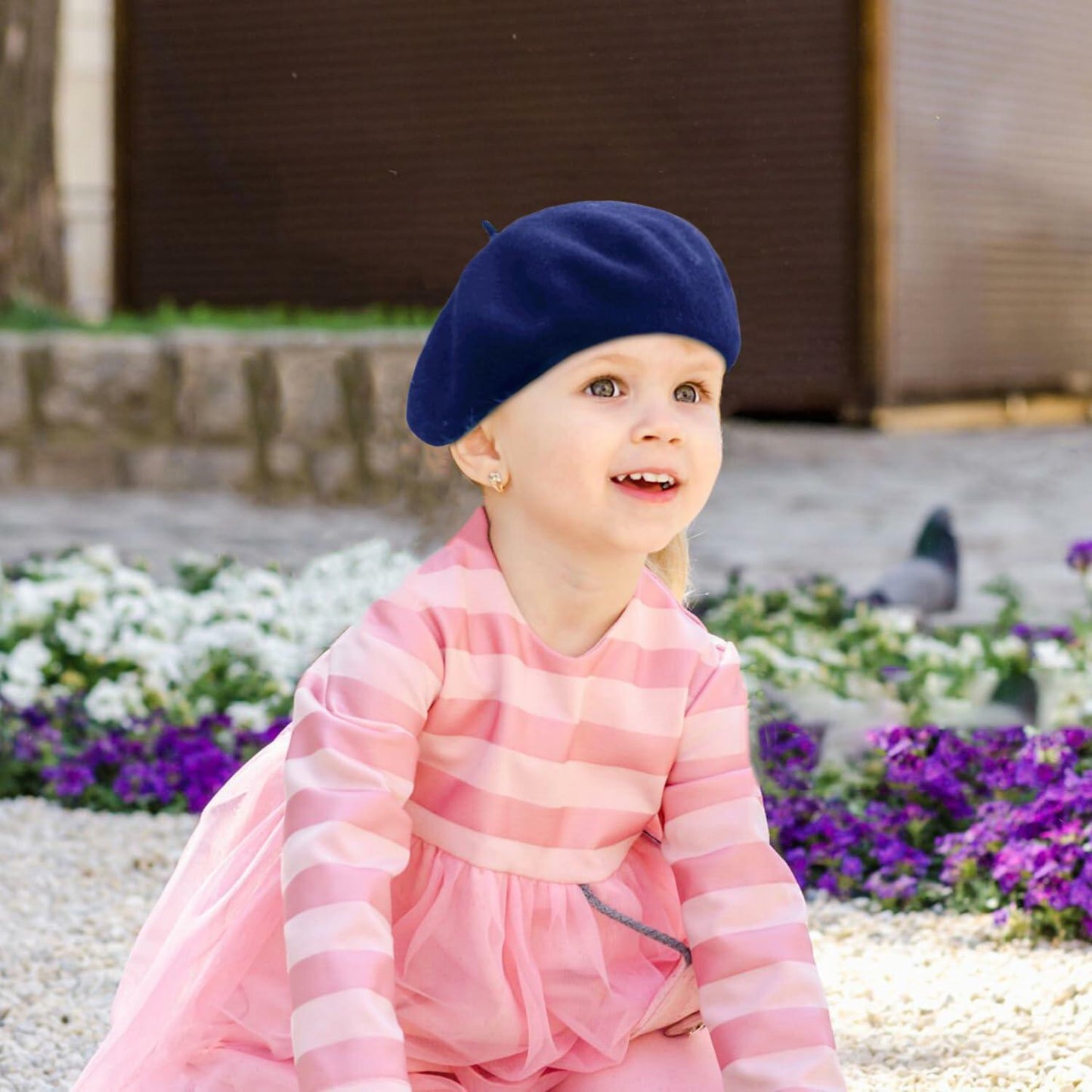 Wheebo Kids Wool French Beret Artist Painter Hat Solid Color Sapphire