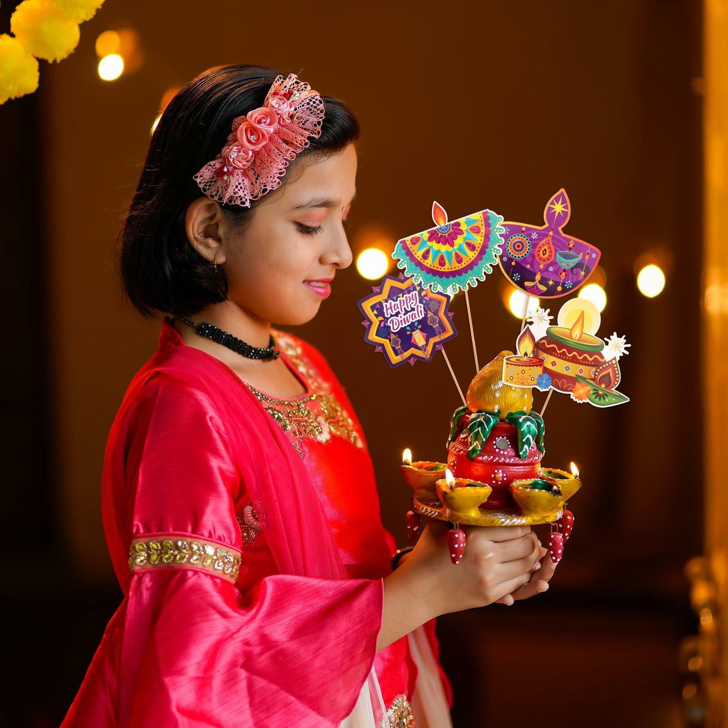 HOWAF 32pcs Diwali Table Decorations Centerpiece Sticks Photo Booth Props