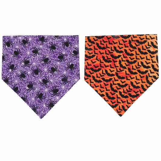 KZHAREEN 2 Pack Halloween Dog Bandana Reversible Triangle Scarf Large