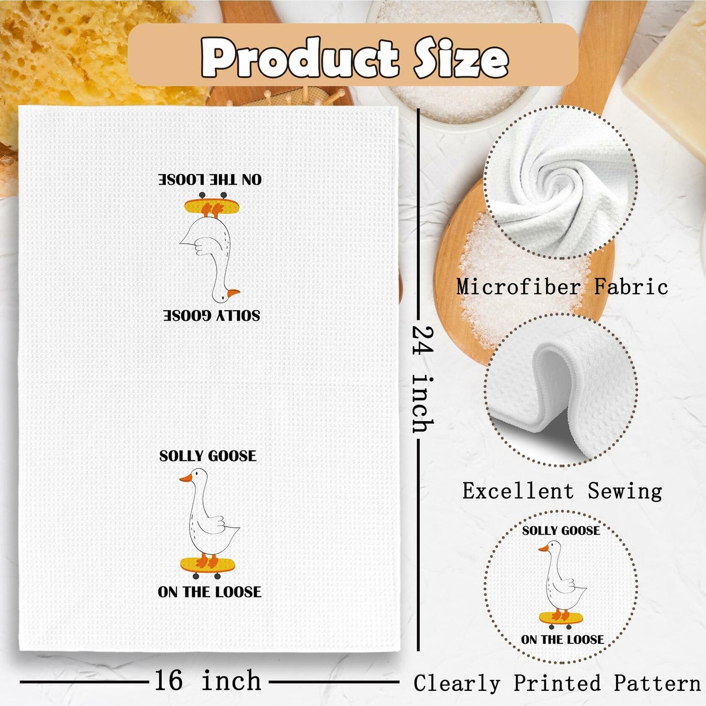 TAEDIN Funny Sarcastic Goose Dish Towel 16x24 Polyester Farmhouse 2-Pack