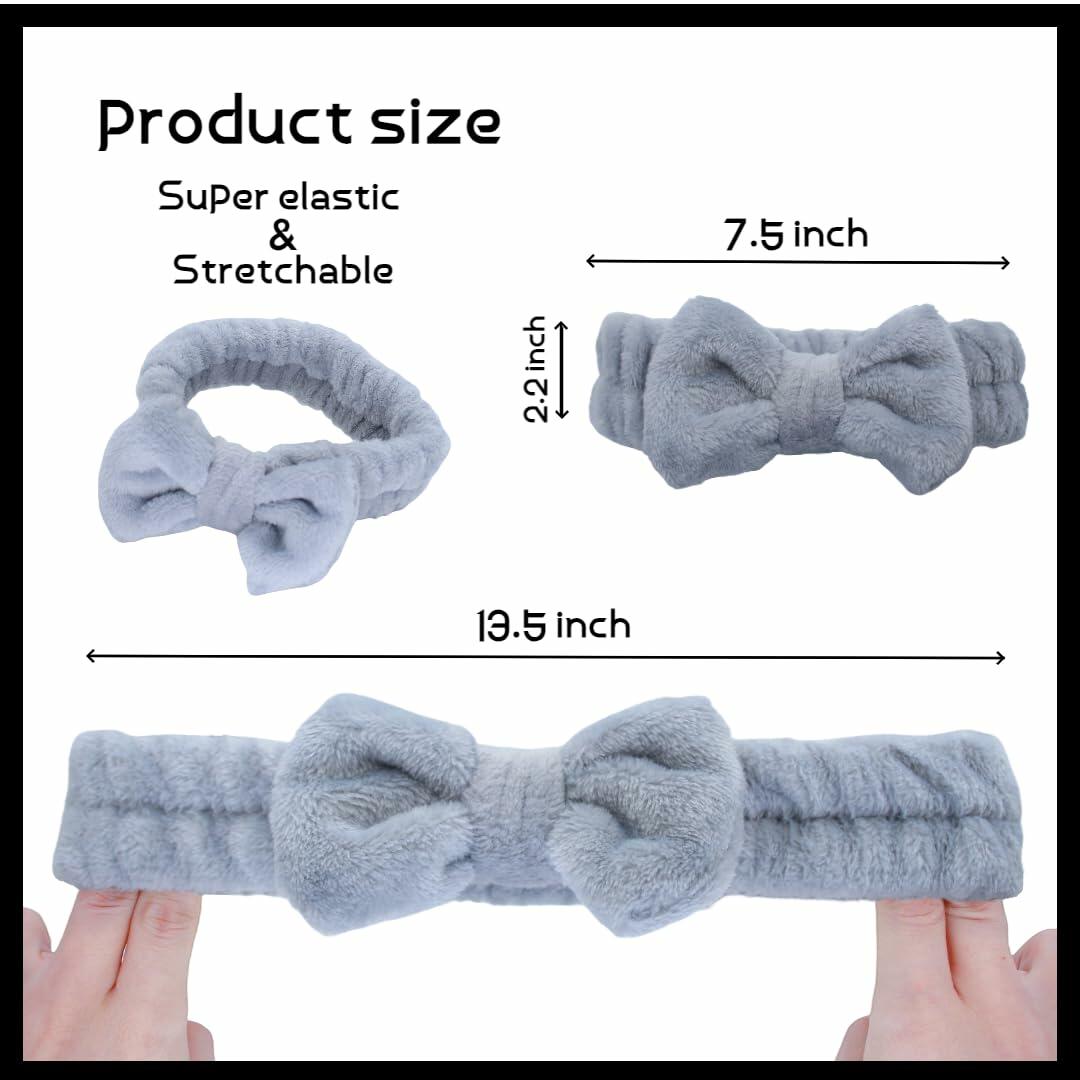 Awenbin Spa Headband Bowknot Misty Gray Reusable Soft Hairband for Face/Yoga