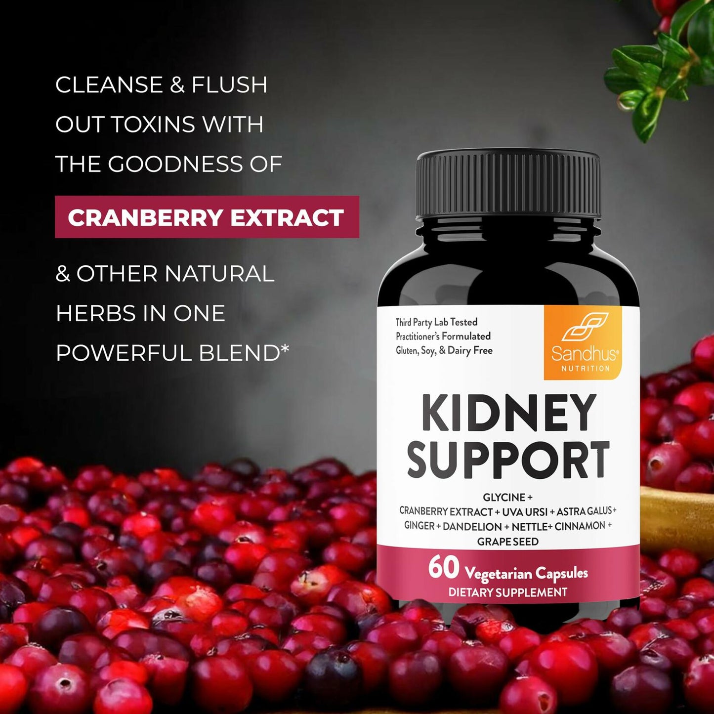 Sandhu's Kidney Cleanse Detox Supplement with Cranberry 60 Veg Capsules