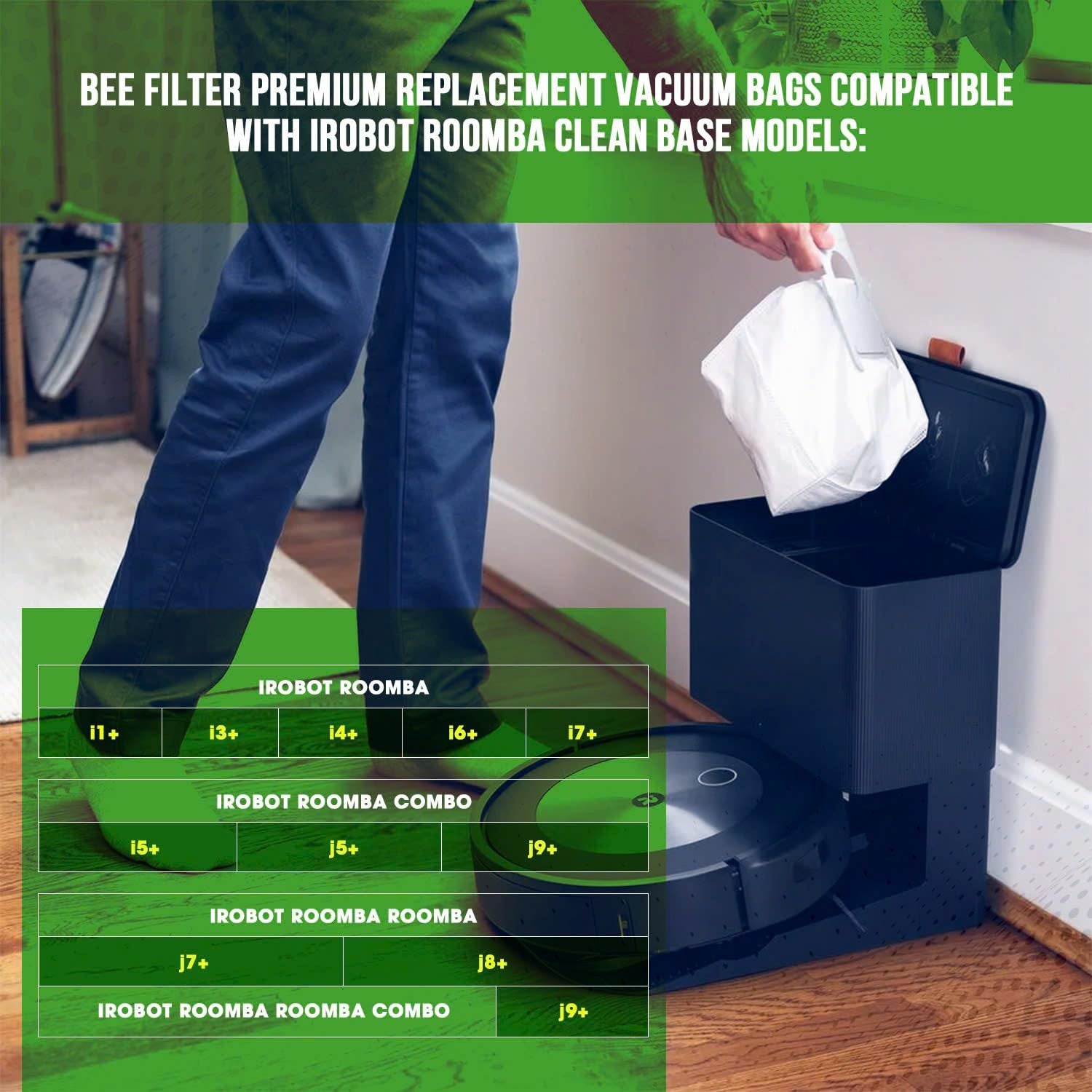 Bee Filter Vacuum Bags for iRobot i s j Series Roomba - 12 Count