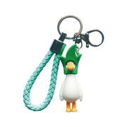 BISAS PU Leather Rope Woven Cute Green Goose Key Chains Zinc Alloy Key Ring Car Keychains Bag Pendant (Green Goose)