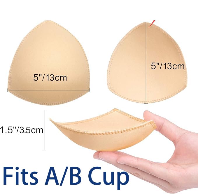 Awpeye Bra Pads Inserts 6 Pairs Triangle Removable Enhancers Beige