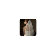 Cliory Pearl Veil Glitter Bride Wedding Short Veil White