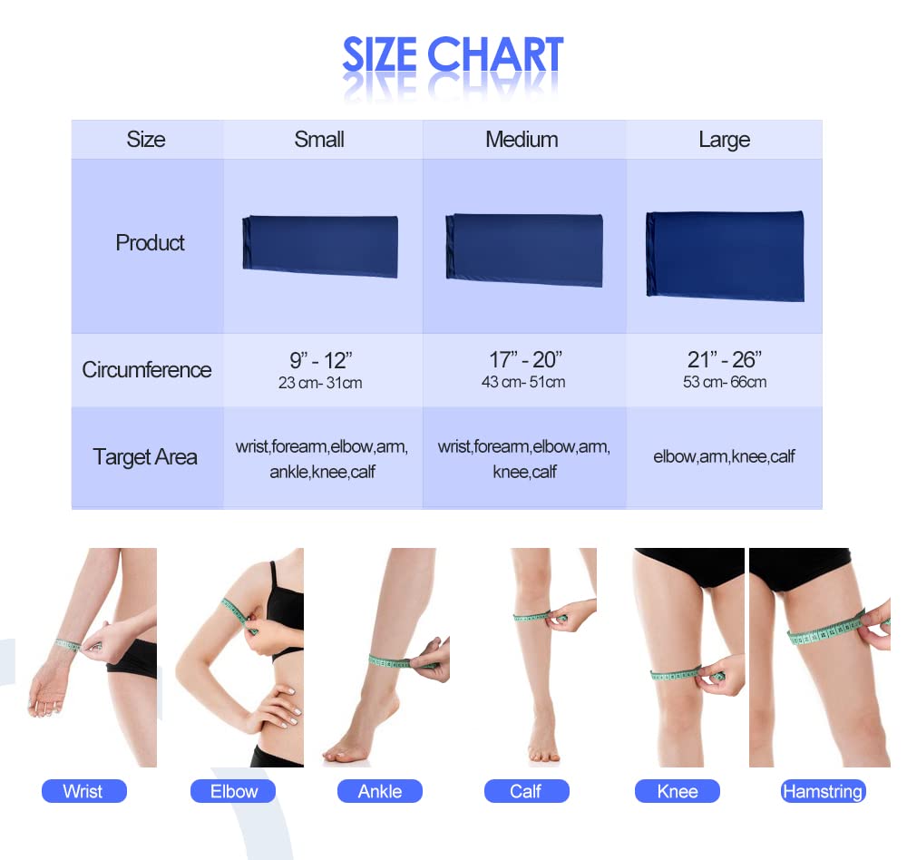 Ice Sleeve Wrap Elbow Knee Compression Gel Cold Pack Reusable Pain Relief Blue L