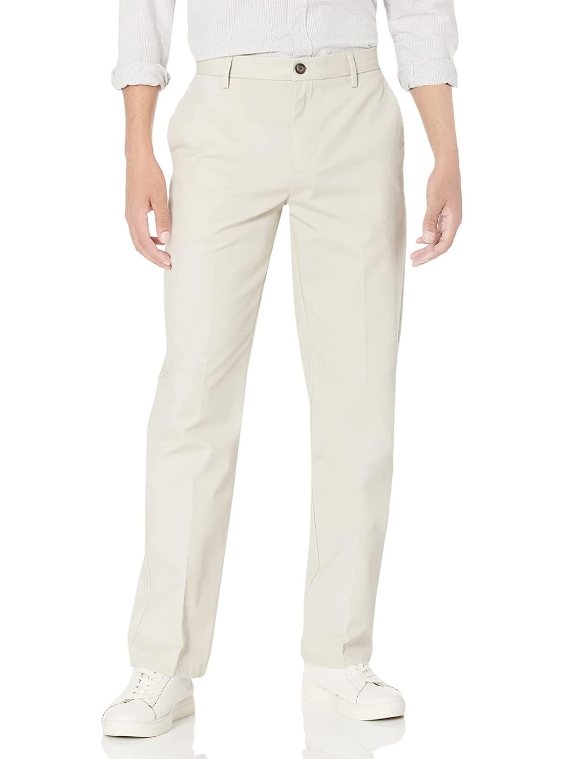 Amazon Essentials Men's Classic-Fit Flat-Front Chino Pant Stone Size 35x34
