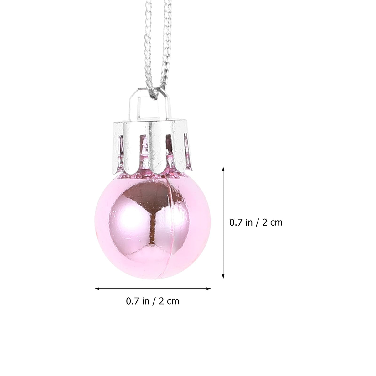 Veemoon 24Pcs Christmas Tree Pink Hanging Mini Balls Ornaments, Small Christmas Plastic Balls Pendant Xmas DIY Globe Craft Decor for Wedding Winter Party Home Props (0.7 Inch)