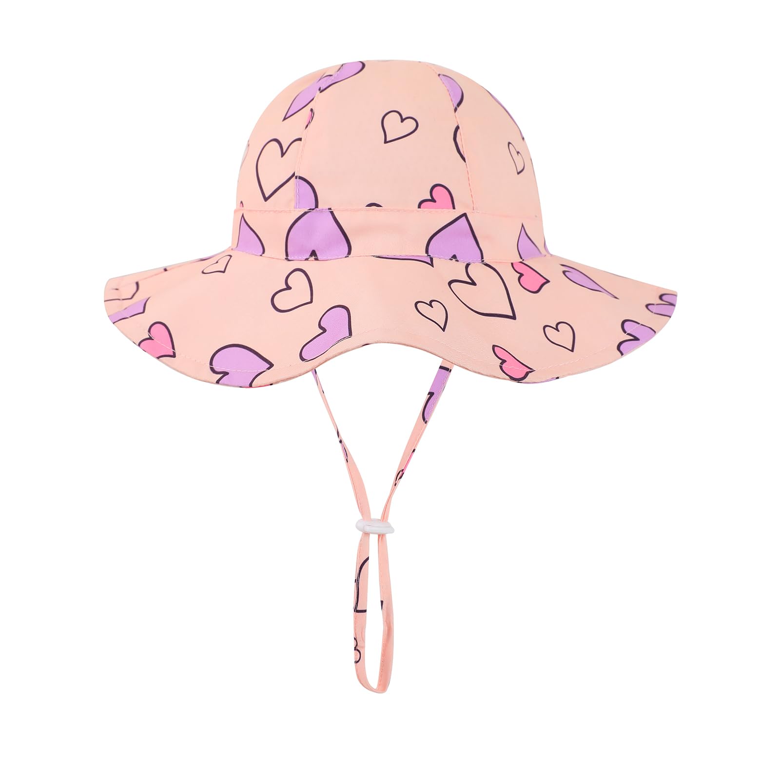 Mookiraer Baby Girl Sun Hat UPF 50+ Wide Brim Orange Heart Size 6-12 Months