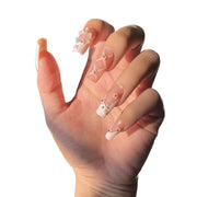 PIVHWIR 29-Piece Long Press-On Nails, Pink Bow Flower Design