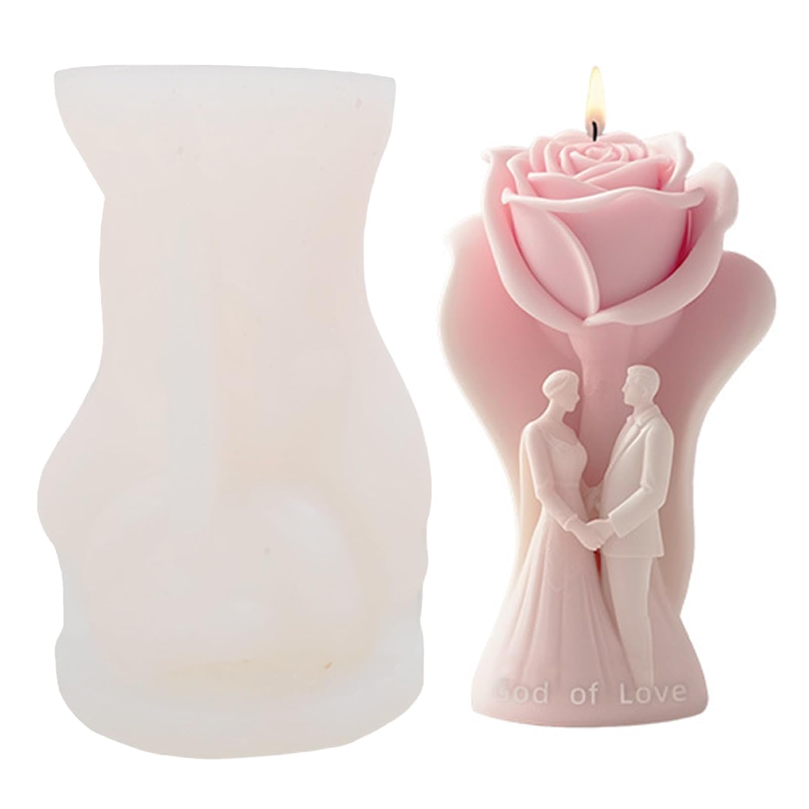 Couple Candle Silicone Mold Wax Melt Epoxy Resin Rose Soap DIY Craft