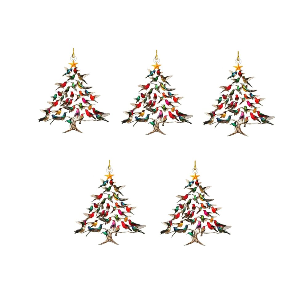 Generic 5Pcs Hummingbird Christmas Ornaments Colorful Outdoor Decor White