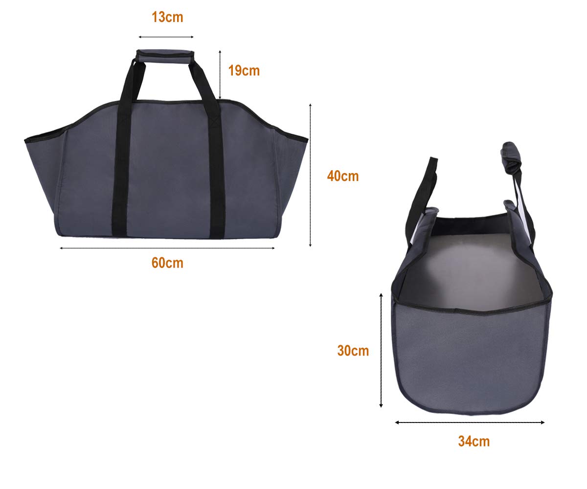 TESSLOVE Firewood Log Carrier Tote Bag Canvas Extra Large Gray Size L