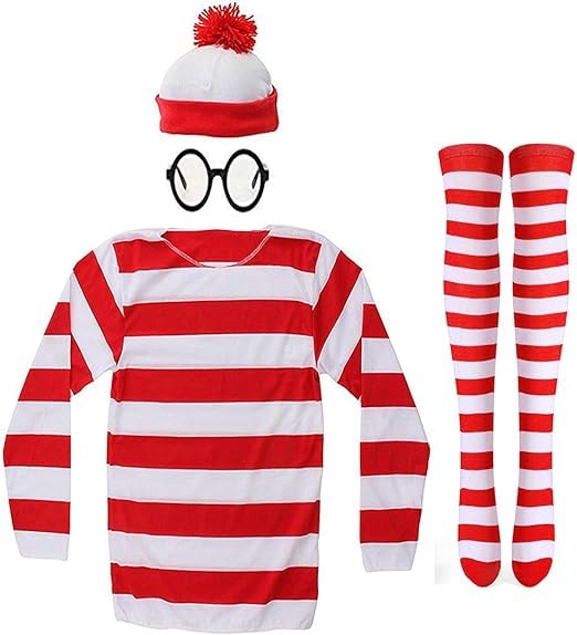 YOKIKIYO Halloween Cosplay Shirt Red White Striped Polyester Size S