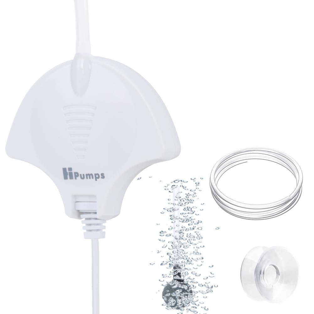 MITOCAPY Silent Aquarium Air Pump 0.3L/min 1.5W White for 0.5-15 Gal Tanks