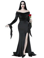 ROC PARTY Womens Gothic Floor Length Off Shoulder Dress Black Size S