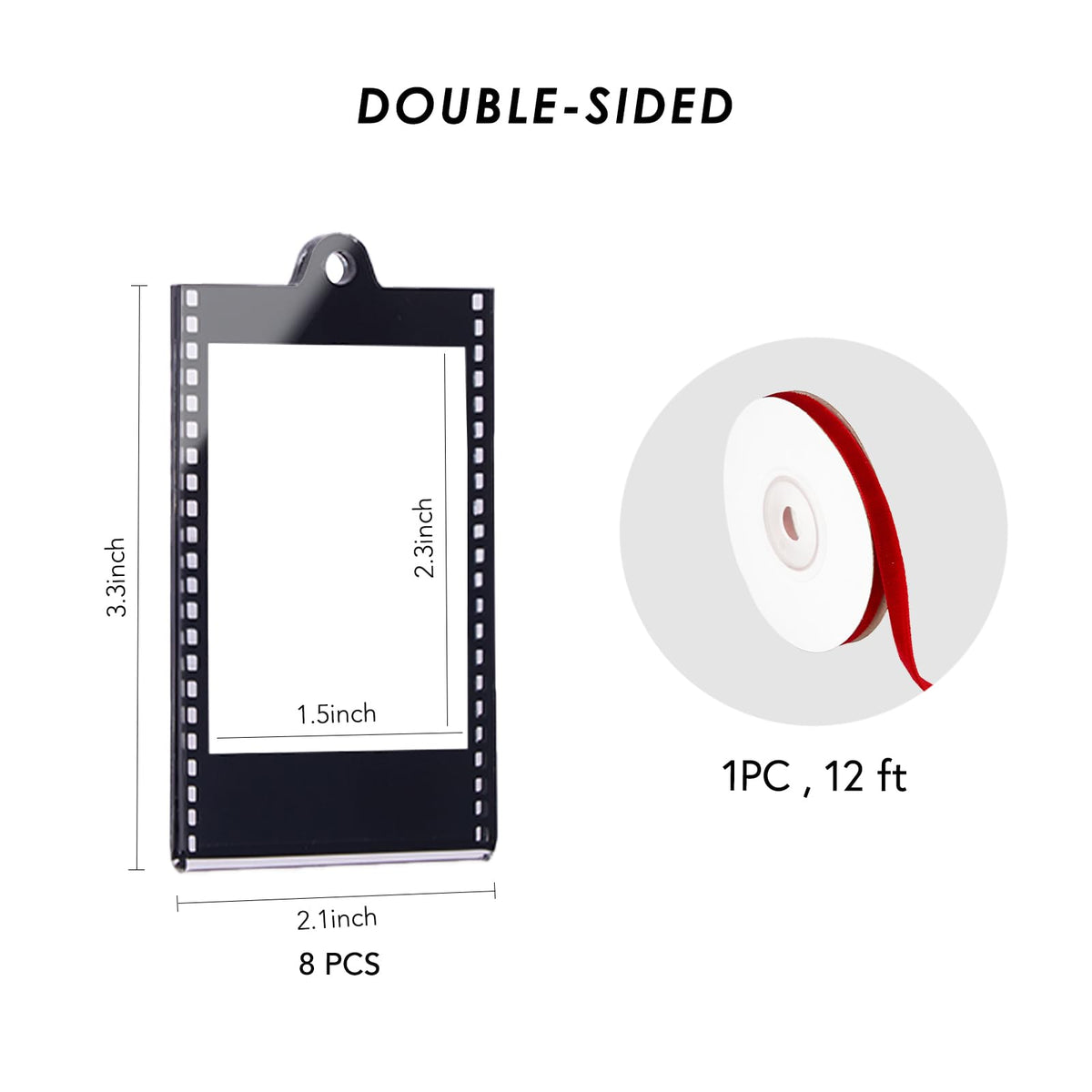 6Pcs Mini Gold & Silver Vintage Acrylic Photo Booth Picture Frame Ornaments - Double-Sided Photos Display, Photo Strip Frame for Polaroid Fuji Film Christmas Tree Car Wreath Fireplace