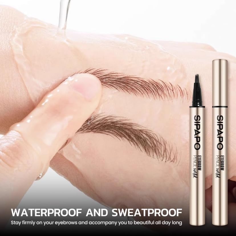 Hegafoo Brow-Fection Microblading Eyebrow Pen Waterproof Liquid 0.02oz Black 03